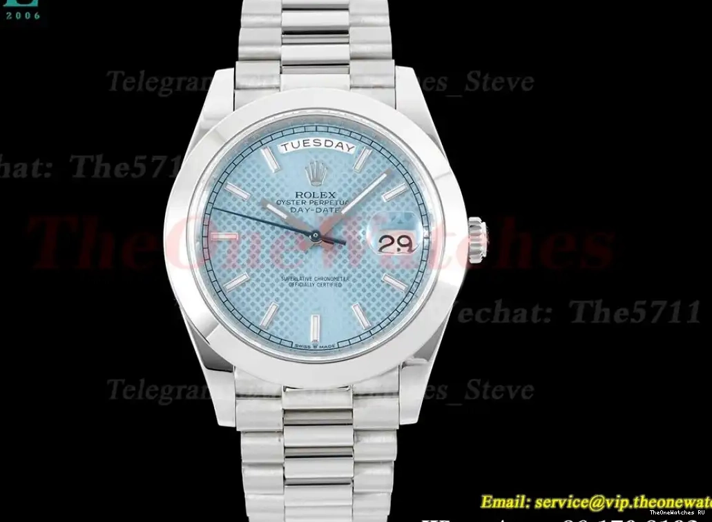 A2836 Textured DayDate SS SS EWF Dial Blue 40mm 0419
